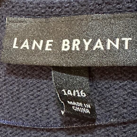 Lane Bryant Sweater Women 14/16 Navy Blue Pink Open Front Cardigan Striped - Picture 2 of 7